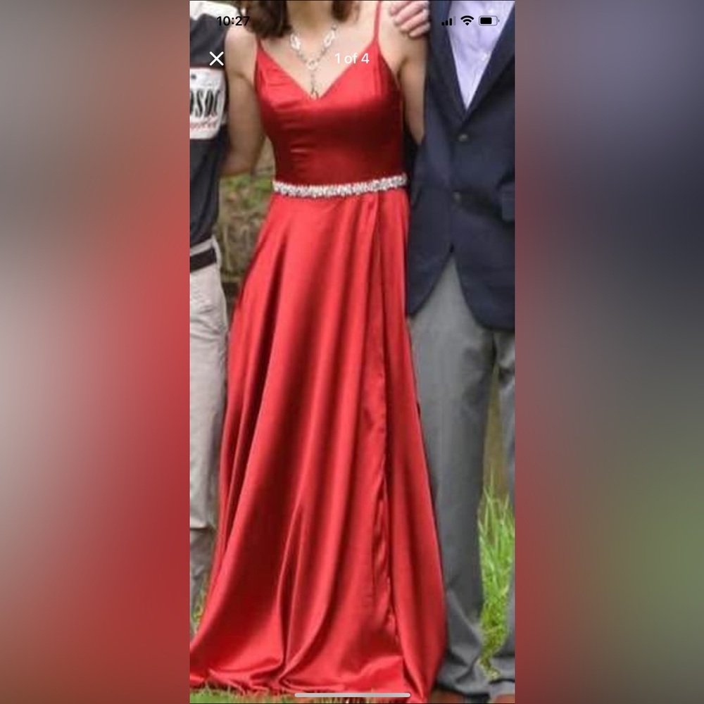 Elegant Red Satin Prom Dress